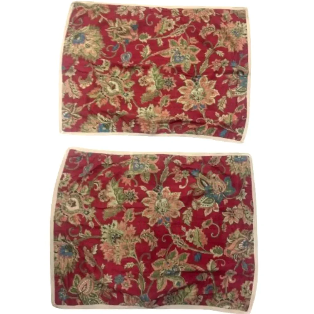 Chaps Ralph Lauren Annabelle Floral Paisley Cotton Pillow Standard Shams Red
